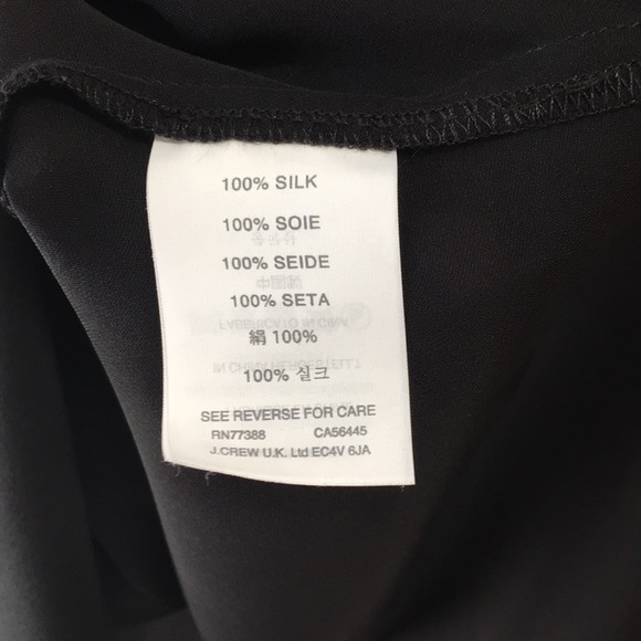 J. Crew Black Silk Collared Button Down Shirt Sz 2 - Picture 4 of 5